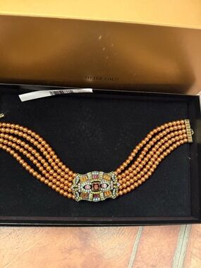 Heidi Daus Copper Multi-Row Beaded Necklace with Jeweled Focal